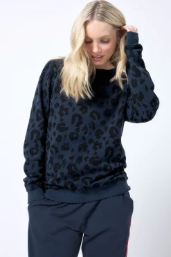 Women Scamp & Dude Navy Leopard Sweatshirt