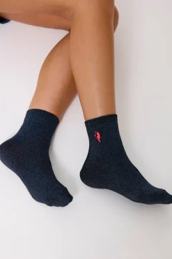 Women Scamp & Dude Navy Lurex Socks