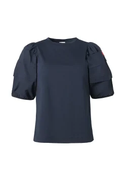 Women Scamp & Dude Navy Pintuck Sleeve T-Shirt