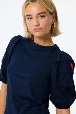 Women Scamp & Dude Navy Pintuck Sleeve T-Shirt