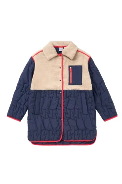 Women Scamp & Dude Navy Quilted Lightning Bolt with Borg Coat