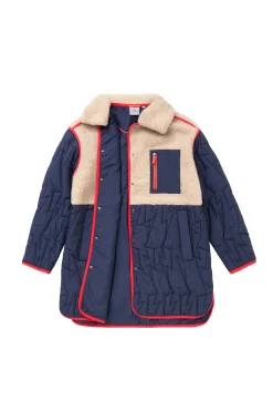 Women Scamp & Dude Navy Quilted Lightning Bolt with Borg Coat