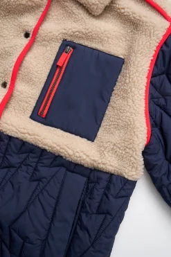 Women Scamp & Dude Navy Quilted Lightning Bolt with Borg Coat