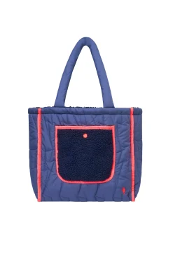 Women Scamp & Dude Navy Reversible Quilted Lightning Bolt with Borg Tote Bag