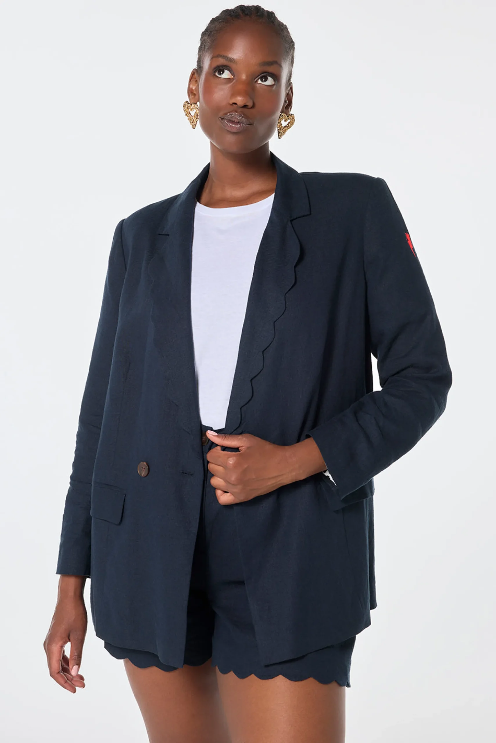 Women Scamp & Dude Navy Scallop Edge Blazer