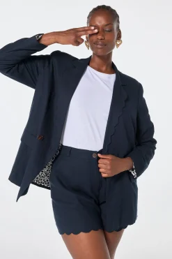 Women Scamp & Dude Navy Scallop Shorts