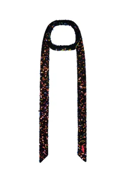 Women Scamp & Dude Navy Velvet Sequin Surplus Fabric Skinny Neck Tie
