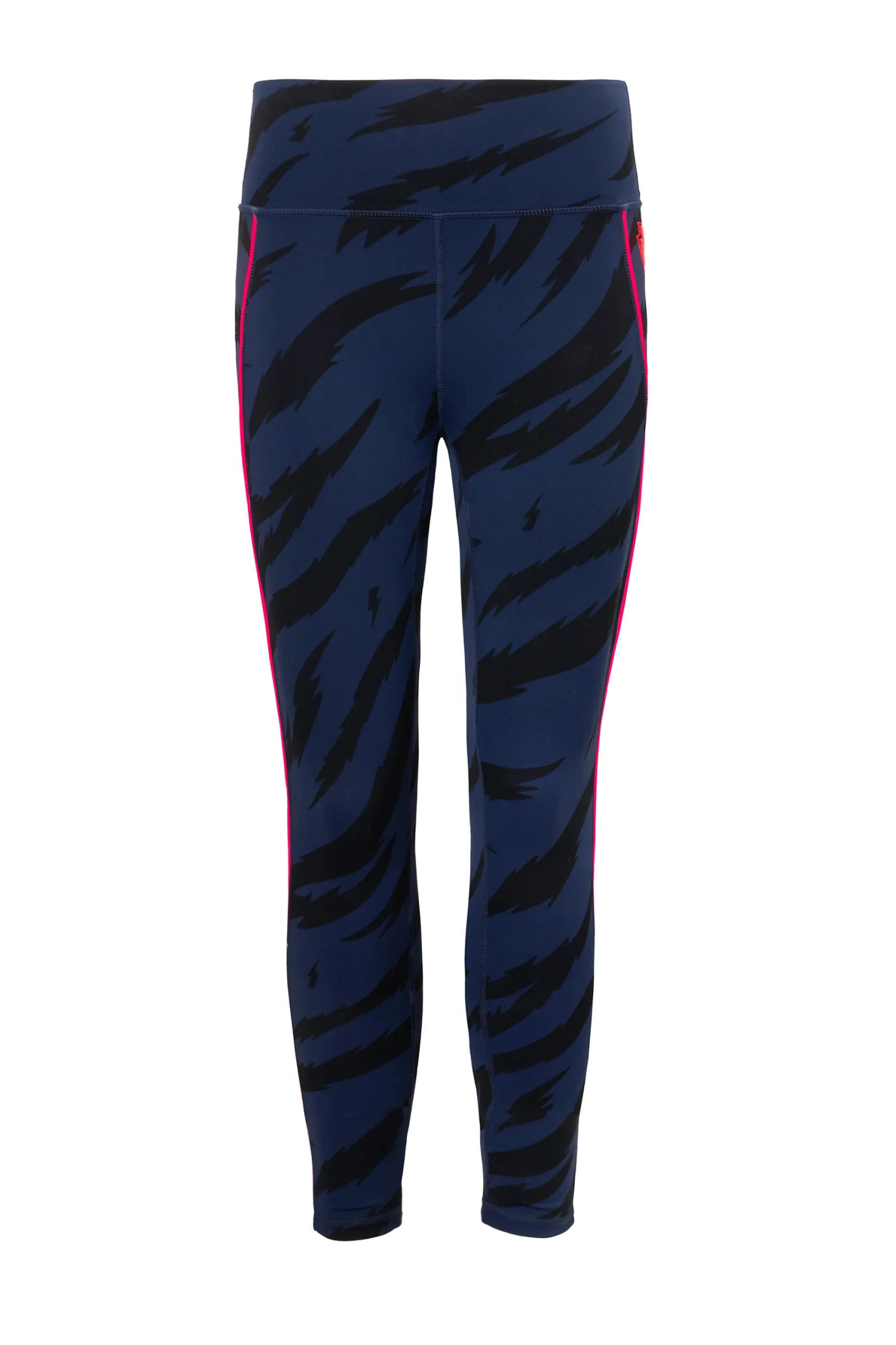 Women Scamp & Dude Navy with Black Graphic Tiger Print Full Length Active Leggings