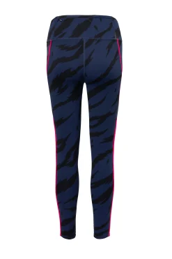 Women Scamp & Dude Navy with Black Graphic Tiger Print 7/8 Length Active Leggings