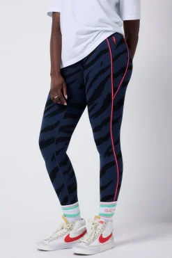 Women Scamp & Dude Navy with Black Graphic Tiger Print Full Length Active Leggings