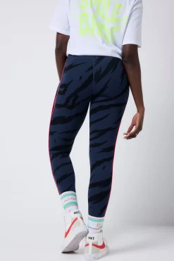 Women Scamp & Dude Navy with Black Graphic Tiger Print Full Length Active Leggings
