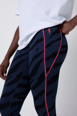 Women Scamp & Dude Navy with Black Graphic Tiger Print Full Length Active Leggings