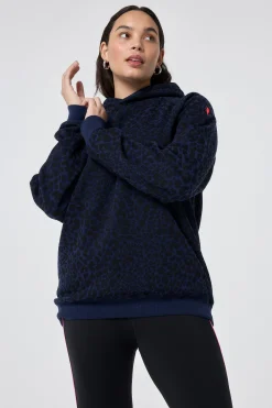 Women Scamp & Dude Navy with Black Rock and Roll Leopard Hoodie