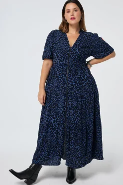 Women Scamp & Dude Navy with Black Rock and Roll Zip Detail Tiered Midi Dress