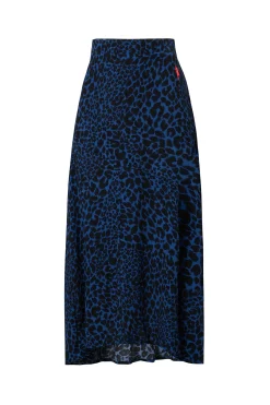Women Scamp & Dude Navy with Black Rock and Roll Leopard High Low Hem Skirt