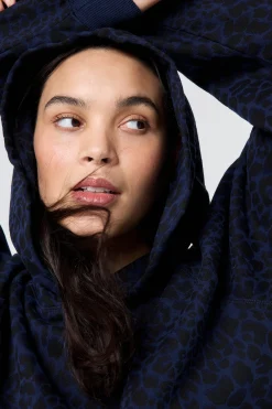 Women Scamp & Dude Navy with Black Rock and Roll Leopard Hoodie