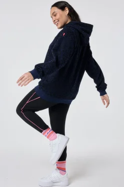 Women Scamp & Dude Navy with Black Rock and Roll Leopard Hoodie