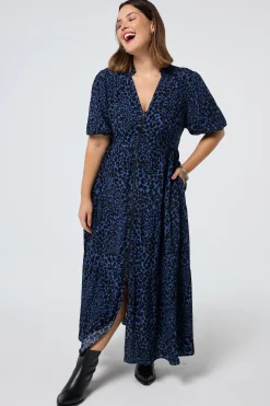 Women Scamp & Dude Navy with Black Rock and Roll Zip Detail Tiered Midi Dress