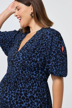 Women Scamp & Dude Navy with Black Rock and Roll Zip Detail Tiered Midi Dress