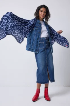 Women Scamp & Dude Navy with Blue Leopard Charity Super Scarf