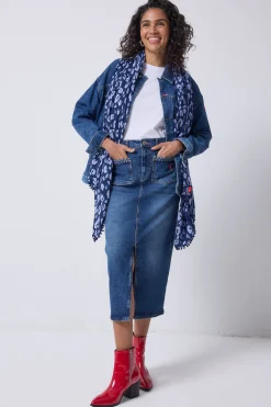 Women Scamp & Dude Navy with Blue Leopard Charity Super Scarf