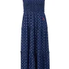 Women Scamp & Dude Navy with Gold Lurex Spot Bandeau Midi Dress