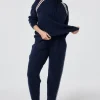 Women Scamp & Dude Navy with Ivory and Peach Stripe Knitted Lounge Wear Joggers