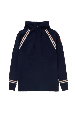 Women Scamp & Dude Navy with Ivory and Peach Stripe Knitted Lounge Wear Hoodie
