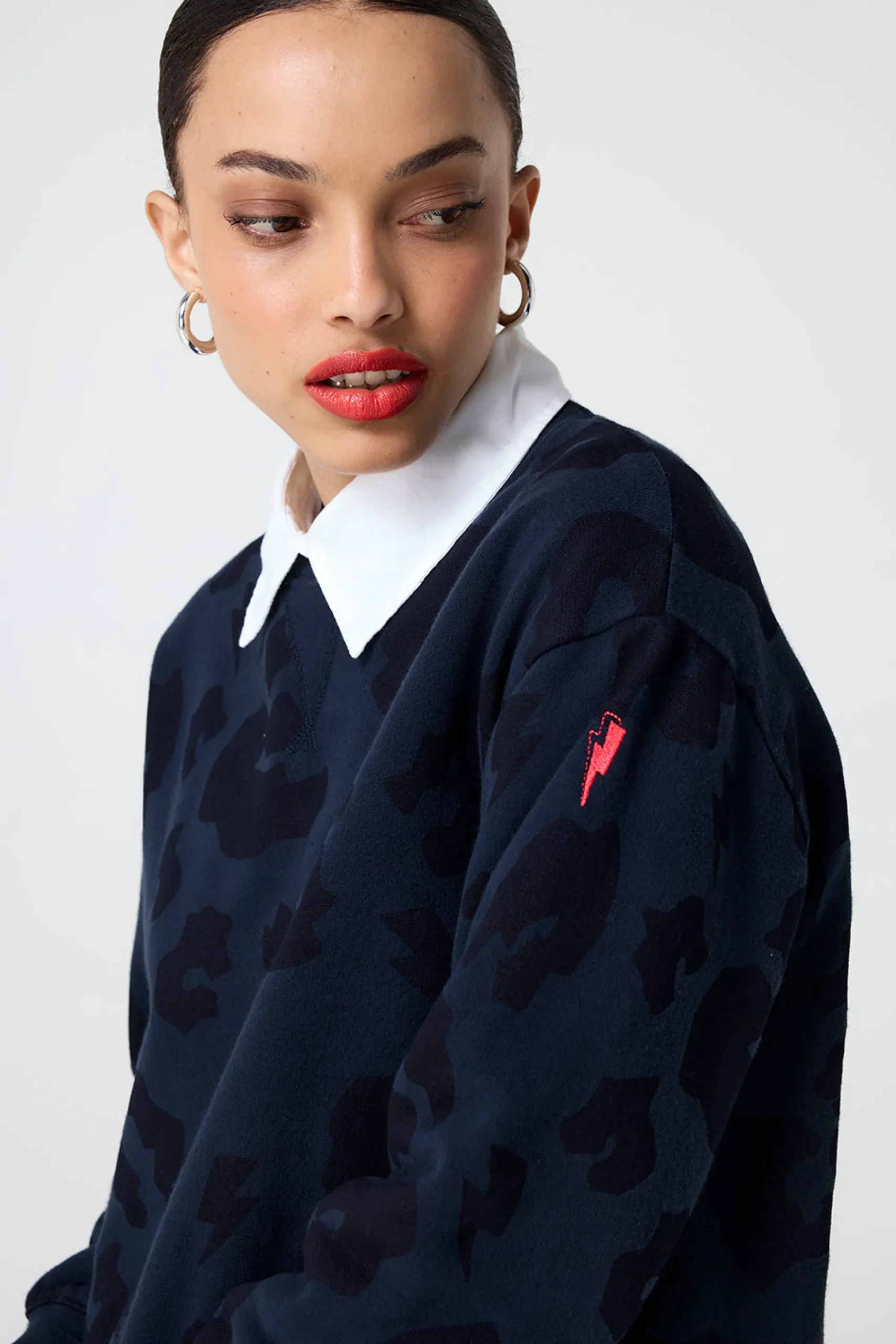 Women Scamp & Dude Navy with Navy Leopard Longline Sweatshirt