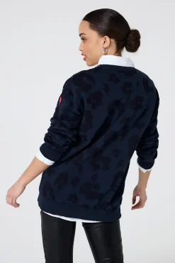Women Scamp & Dude Navy with Navy Leopard Longline Sweatshirt