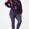 Women Scamp & Dude Navy with Pink and Lilac Lightning Bolt Snake Print Full Length Active Leggings