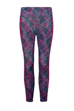 Women Scamp & Dude Navy with Pink and Lilac Lightning Bolt Snake Print 7/8 Length Active Leggings