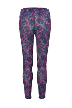 Women Scamp & Dude Navy with Pink and Lilac Lightning Bolt Snake Print 7/8 Length Active Leggings