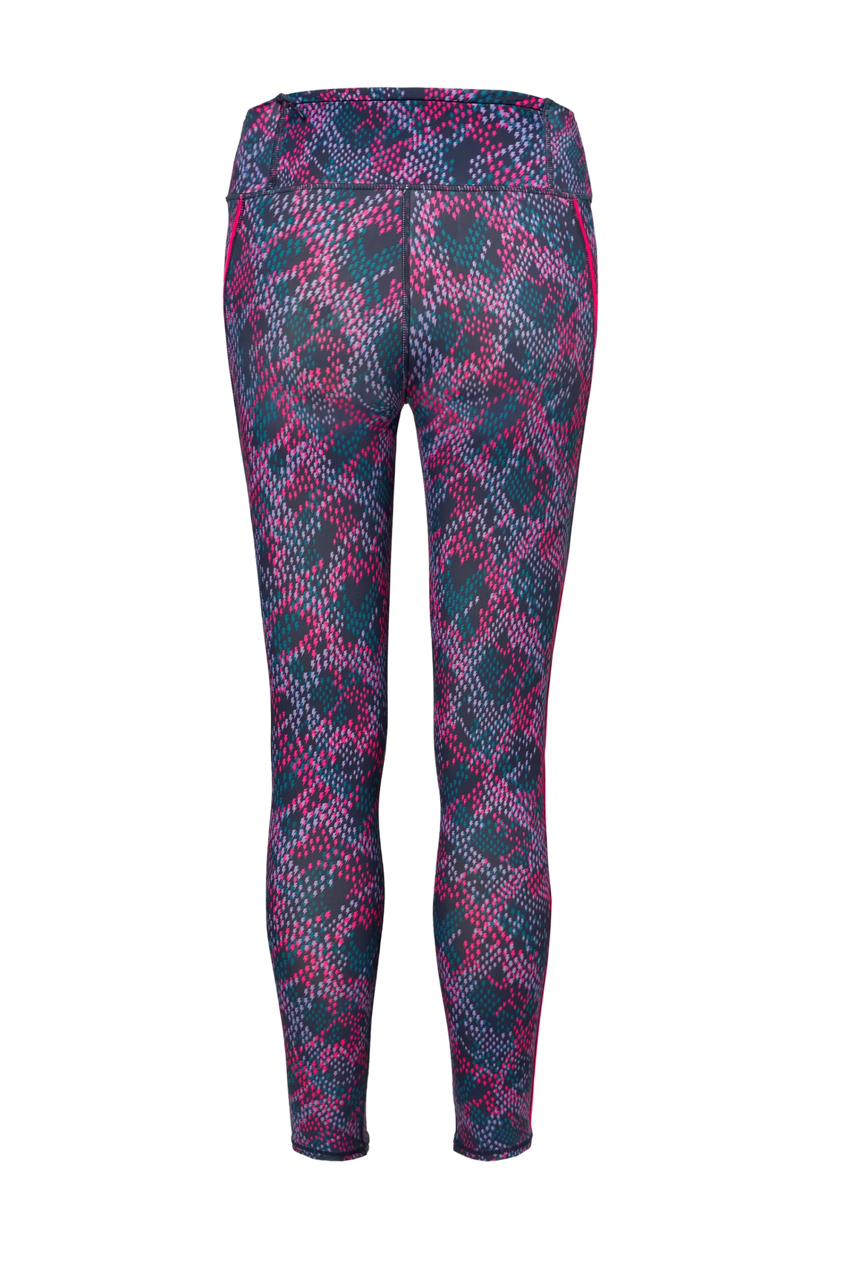 Women Scamp & Dude Navy with Pink and Lilac Lightning Bolt Snake Print Full Length Active Leggings