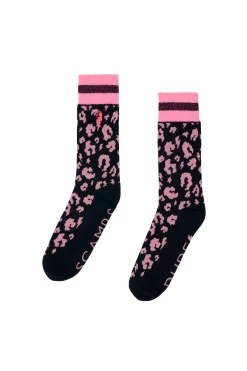 Women Scamp & Dude Navy with Pink Leopard Socks