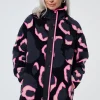 Women Scamp & Dude Navy with Pink Mega Shadow Leopard Button Through Fleece Jacket
