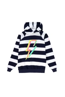 Women Scamp & Dude Navy with White Stripe and Rainbow Bolt Hoodie