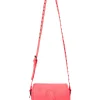 Women Scamp & Dude Neon Coral Studded Twin Compartment Cross Body Bag