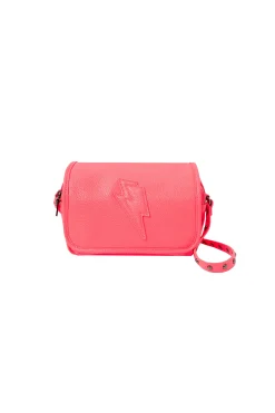 Women Scamp & Dude Neon Coral Studded Twin Compartment Cross Body Bag