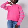 Women Scamp & Dude Neon Pink and Lilac Stripe Knit Jumper