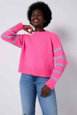 Women Scamp & Dude Neon Pink and Lilac Stripe Knit Jumper