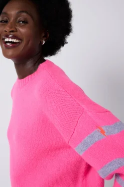 Women Scamp & Dude Neon Pink and Lilac Stripe Knit Jumper