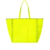Women Scamp & Dude Neon Yellow Studded Tote Bag