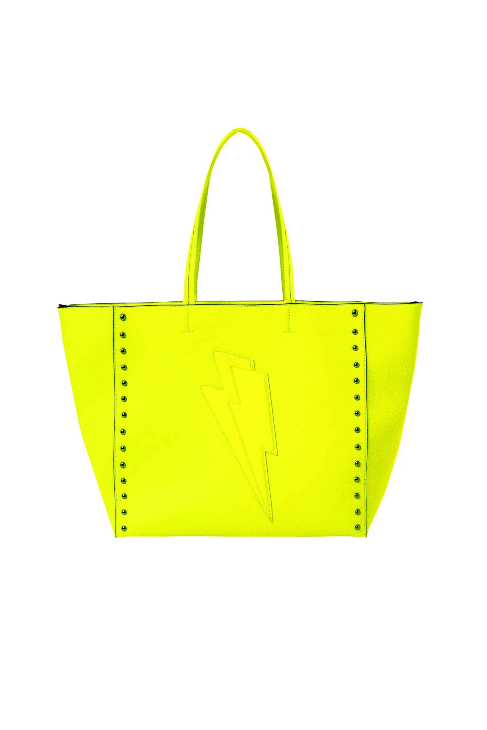 Women Scamp & Dude Neon Yellow Studded Tote Bag