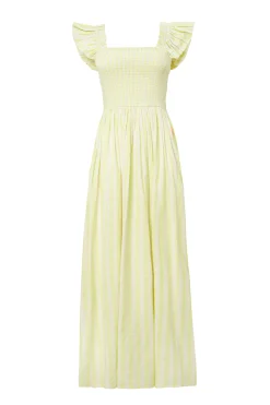 Women Scamp & Dude Neon Yellow with Ivory Stripe Maxi Sundress