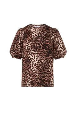 Women Scamp & Dude Neutral with Black Cheetah Puff Sleeve T-Shirt