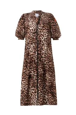 Women Scamp & Dude Neutral with Black Cheetah Zip Detail Tiered Short Dress