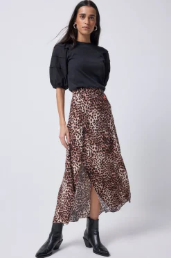 Women Scamp & Dude Neutral with Black Cheetah Split Front Skirt