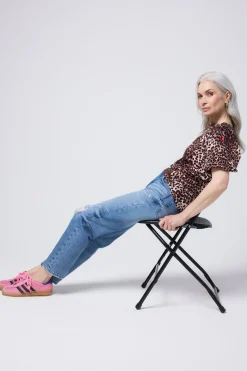 Women Scamp & Dude Neutral with Black Cheetah Puff Sleeve T-Shirt