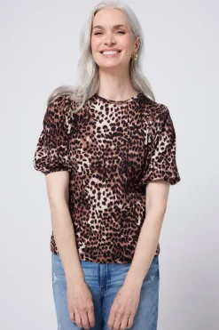 Women Scamp & Dude Neutral with Black Cheetah Puff Sleeve T-Shirt
